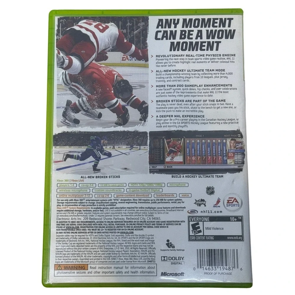 NHL 11 EA Sports Xbox 360 Video Game Hockey NTSC Complete With Manual